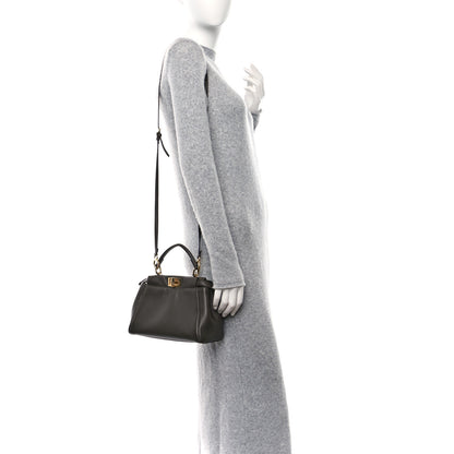 Fendi Nappa Mini Peekaboo Iconic Satchel Carbone 2 of 9