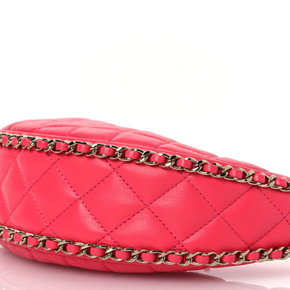 Chanel Lambskin Quilted Chain Around Hobo Pink 10 of 12