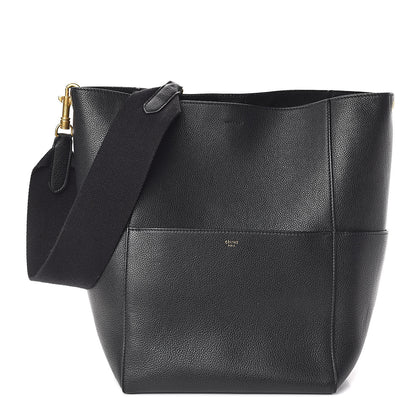 Celine Soft Grained Calfskin Sangle Bucket Bag Black 1 of 12