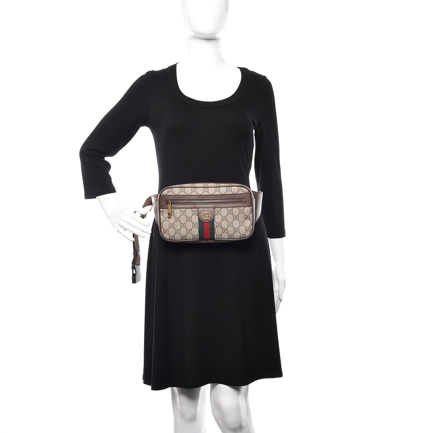 Soft GG Supreme Monogram Medium Ophidia Belt Bag Dark Brown