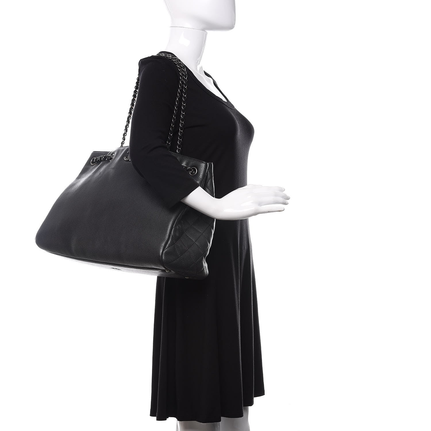 Chanel Metallic Grained Calfskin Woven Chain Large Shopping Bag Black 2 of 10