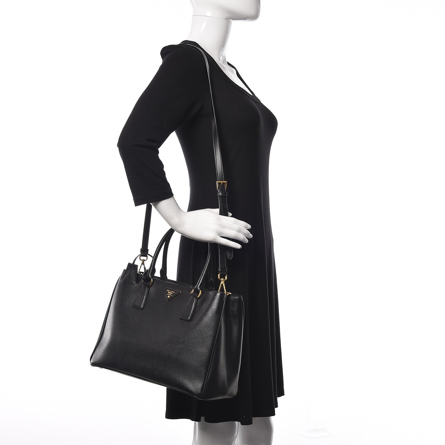 Prada Saffiano Lux Medium Tote Black 2 of 9