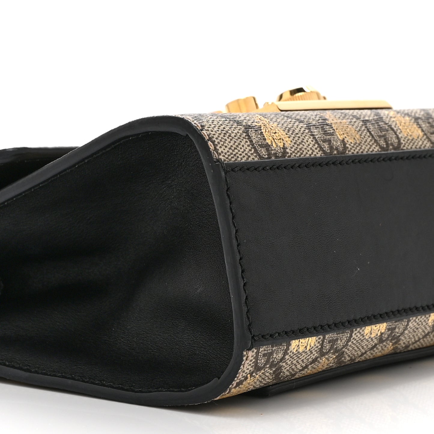 GG Supreme Monogram Bees Small Padlock Shoulder Bag Black