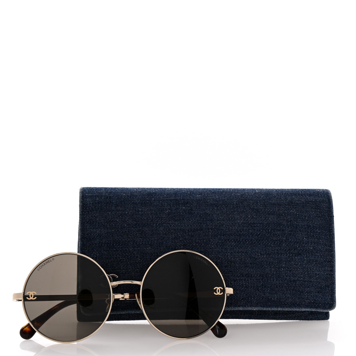 Chanel Metal Round Sunglasses 4268 Gold Tortoise 9 of 9
