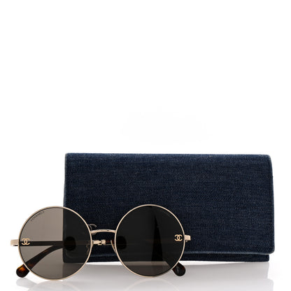 Chanel Metal Round Sunglasses 4268 Gold Tortoise 9 of 9