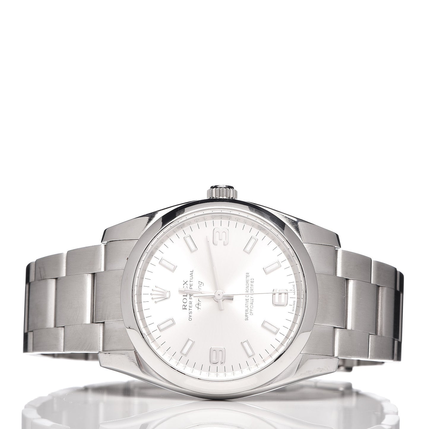 Stainless Steel 34mm Oyster Perpetual Air-King Watch Silver 114200