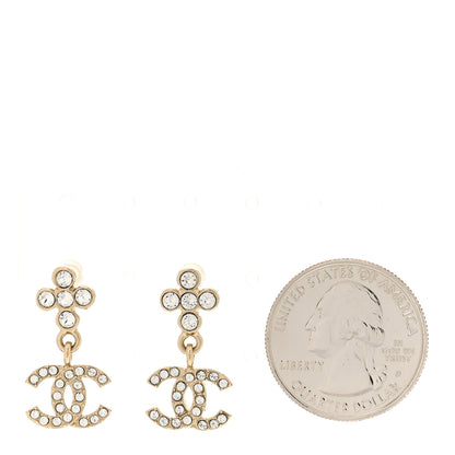 Chanel Crystal CC Cross Drop Earrings Gold 2 of 5