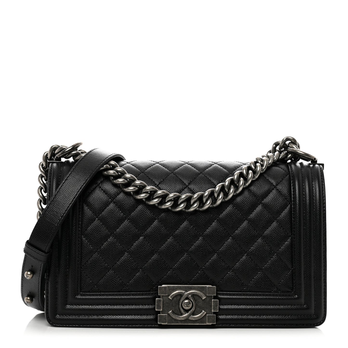 Caviar Quilted Medium Boy Flap Black