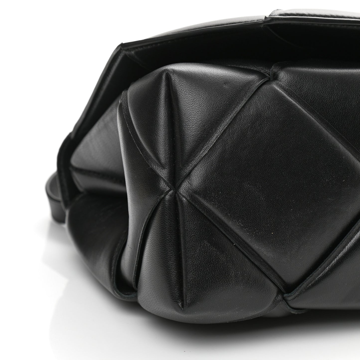 Nappa Intreccio Padded Top Handle Shoulder Bag Black