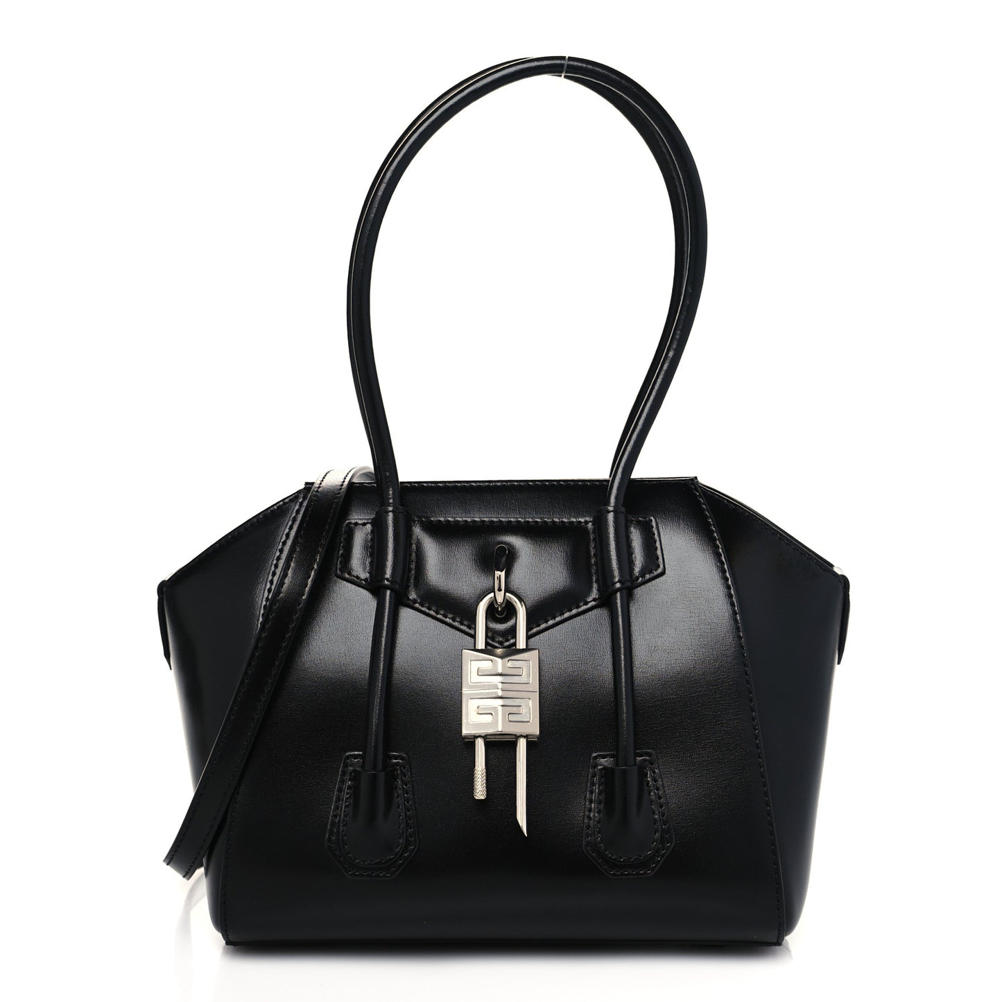 Box Calfskin Mini Lock Antigona Shoulder Bag Black