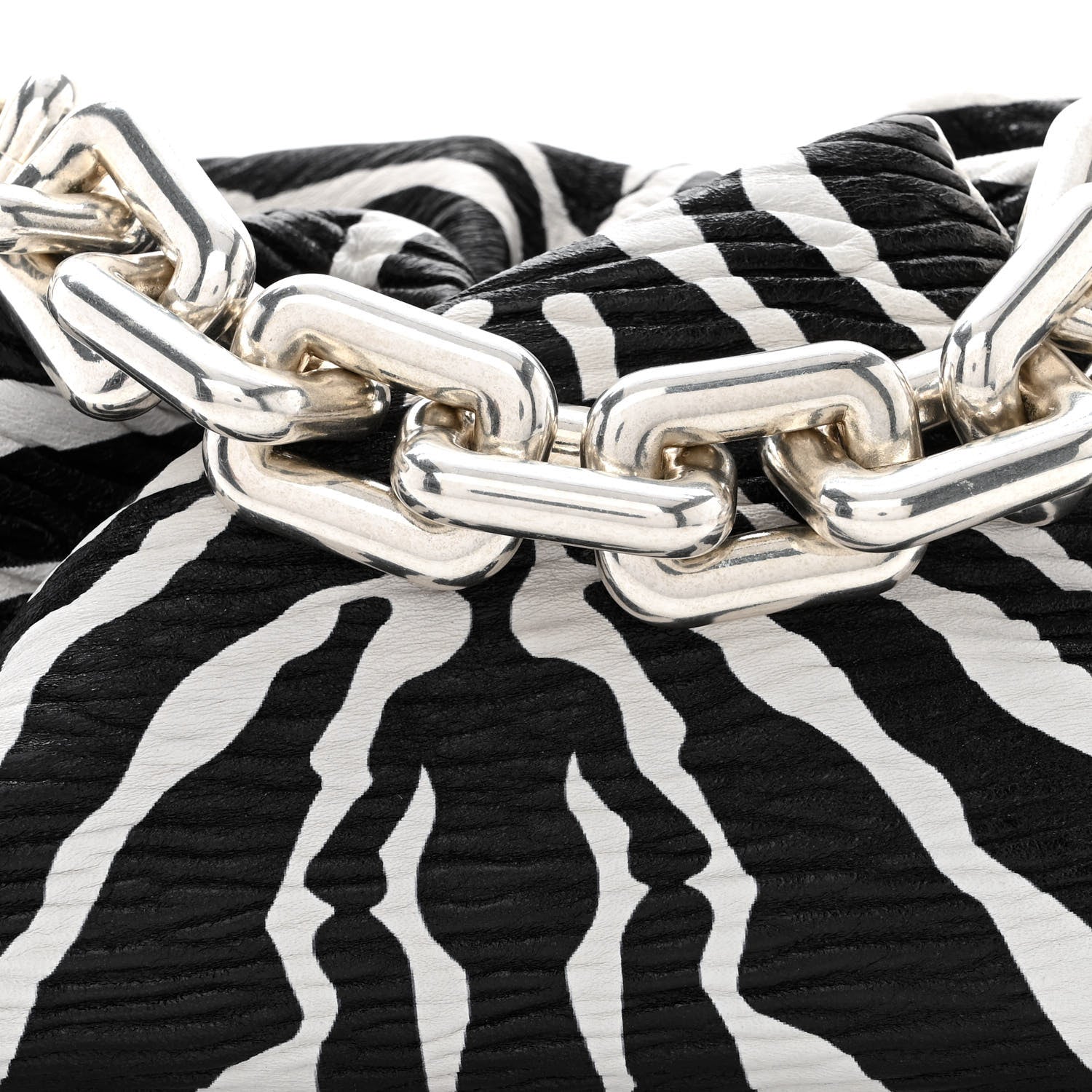 Bottega Veneta Nappa Zebra Print The Pouch Chain White Black 8 of 10