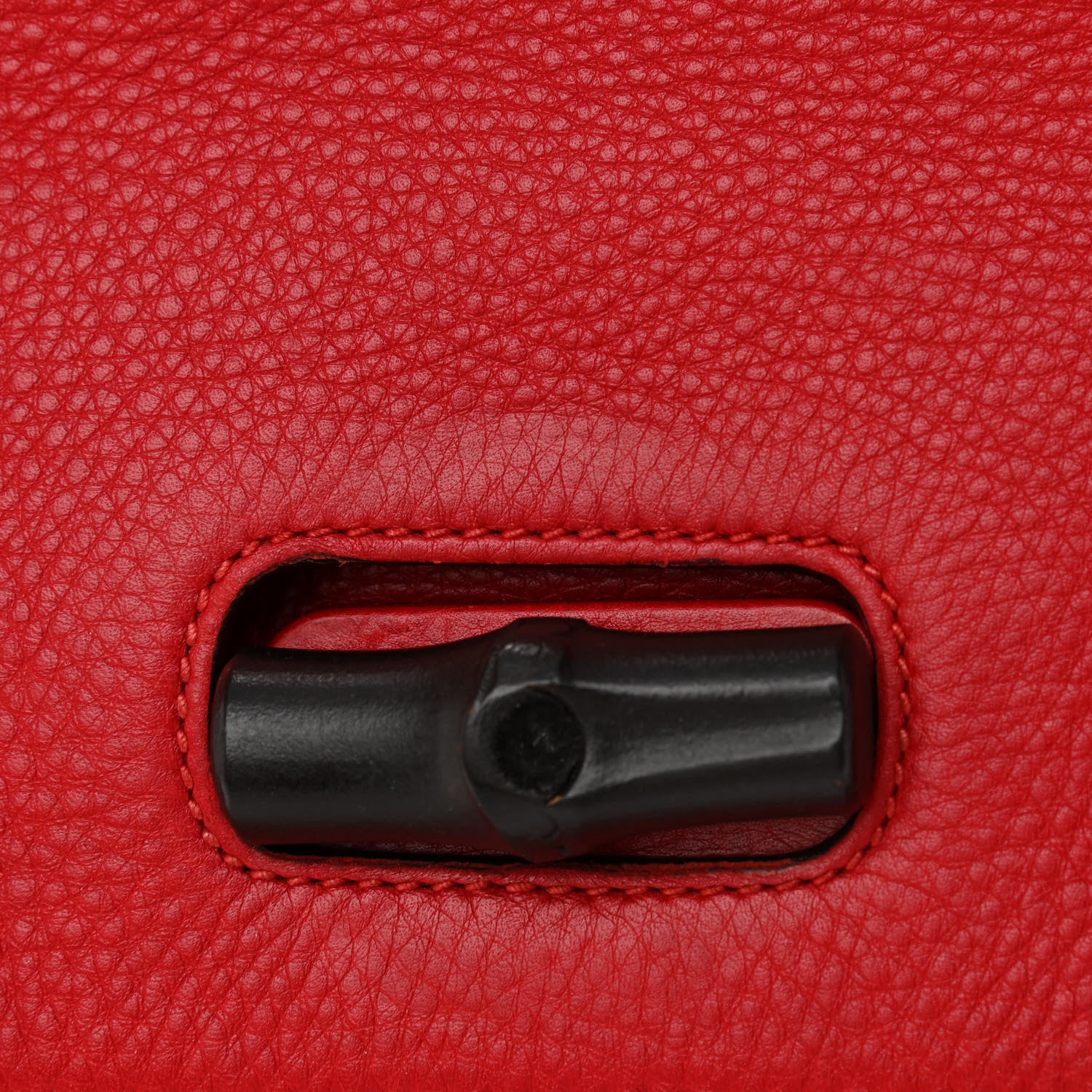 Gucci Pebbled Calfskin Large Bamboo Daily Top Handle Bag Red 10 of 11
