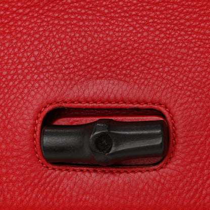 Gucci Pebbled Calfskin Large Bamboo Daily Top Handle Bag Red 10 of 11