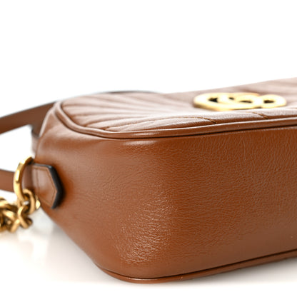 Gucci Glazed Calfskin Matelasse Diagonal Small GG Marmont Chain Shoulder Bag Cuir 9 of 10