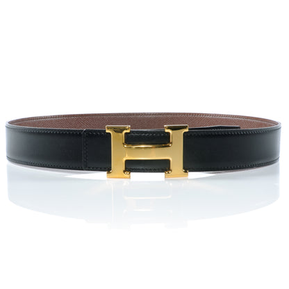 Hermes Box Courchevel Reversible Constance 32mm H Belt Noir Chocolate 70 1 of 8