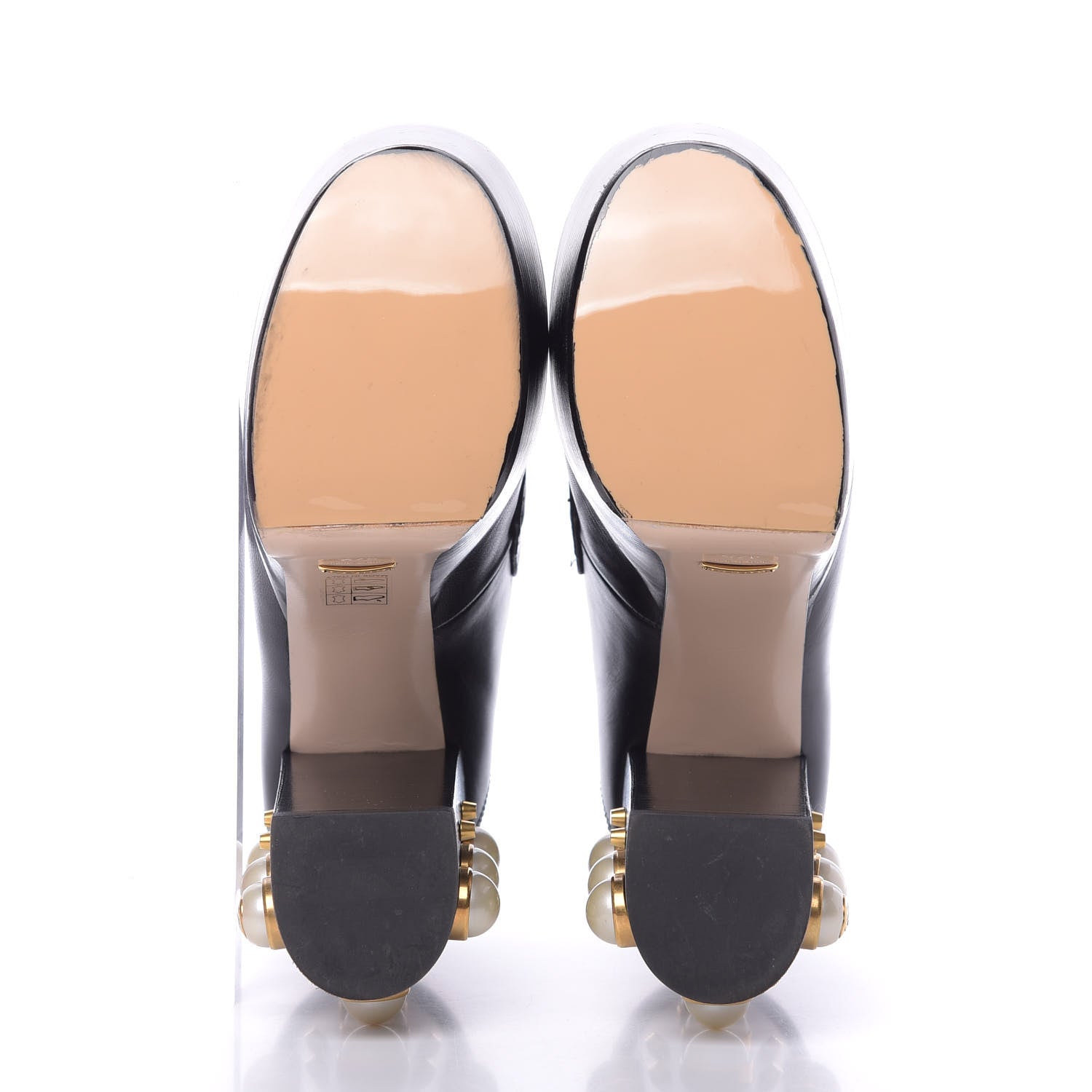 Gucci Malaga Kid Pearl Studded Vegas Platform Loafers 37.5 Black 6 of 10