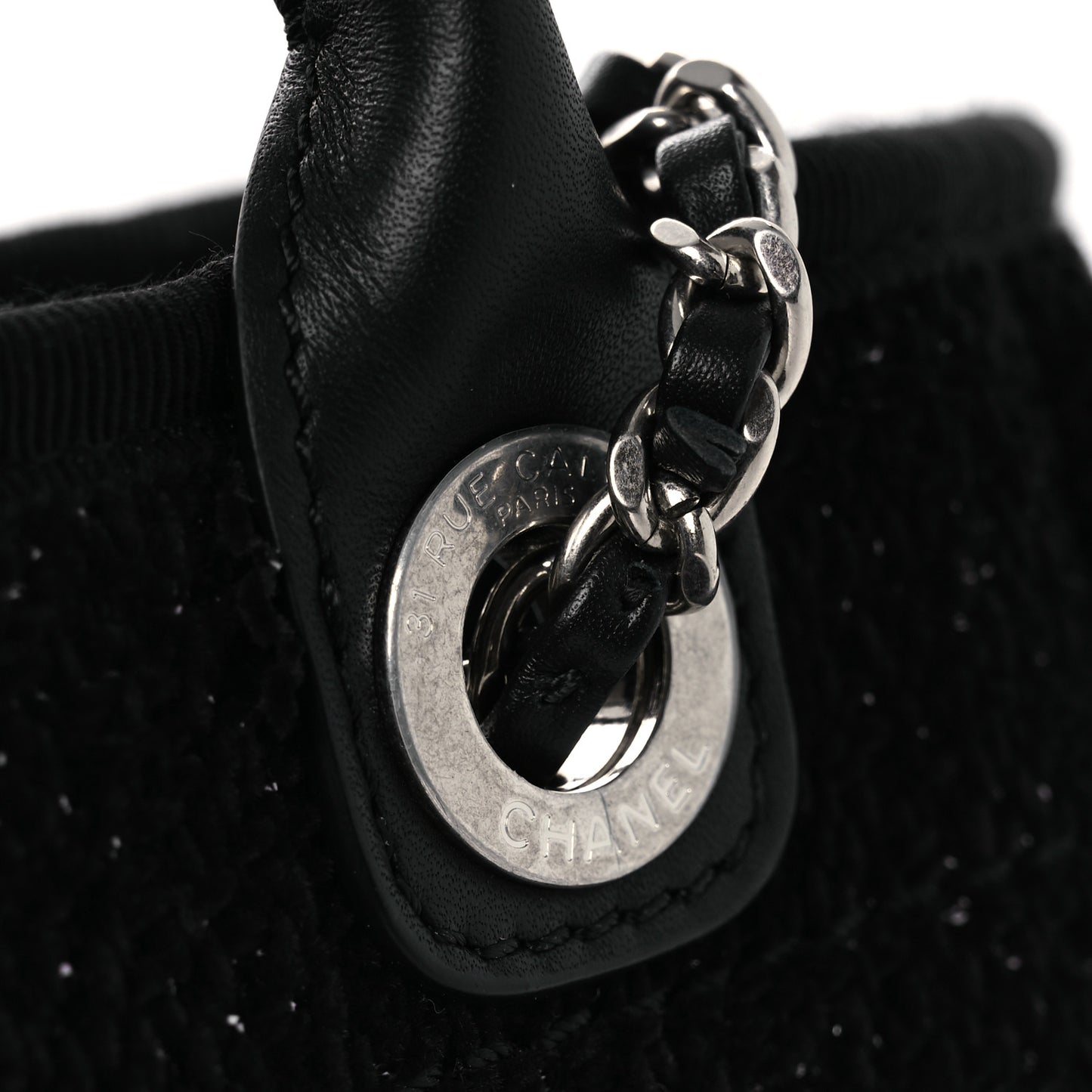 Lurex Canvas Mini Deauville Tote Black