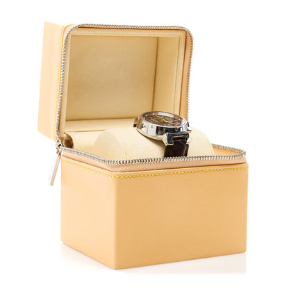 Louis Vuitton Stainless Steel Alligator 34mm Tambour Chronograph Quartz Watch Brown 5 of 5