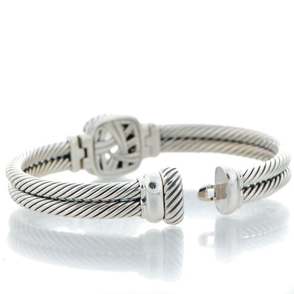 David Yurman Sterling Diamond Prasiolite 10mm Albion Cable Bracelet 3 of 5