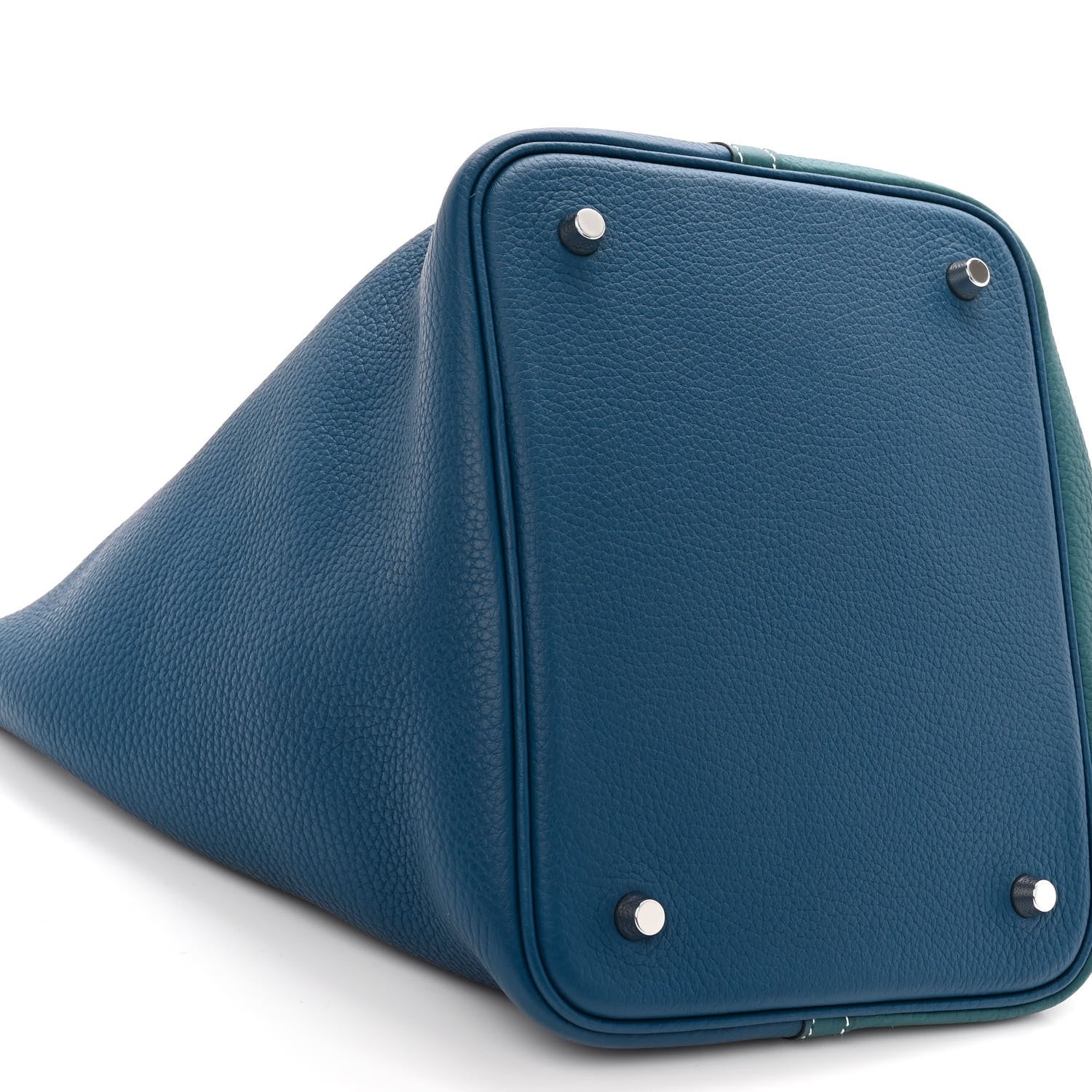 Hermes Taurillon Clemence Casaque Picotin Lock 22 MM Vert Bosphore Deep Bleu 9 of 11