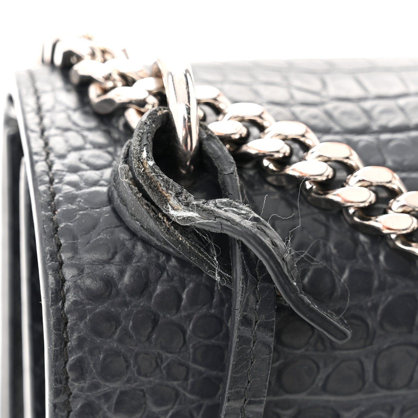 Calfskin Crocodile Embossed Medium Monogram Sunset New Graphite