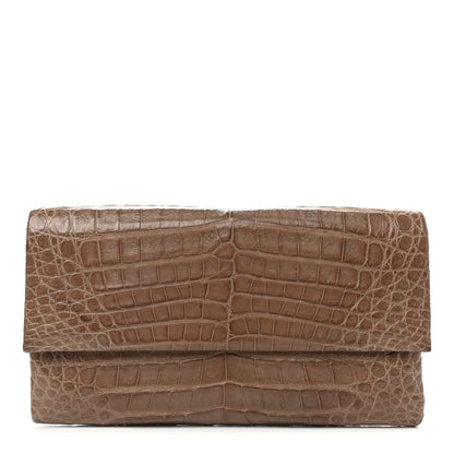 Nancy Gonzalez Crocodile Flap Clutch Wallet Taupe 1 of 9