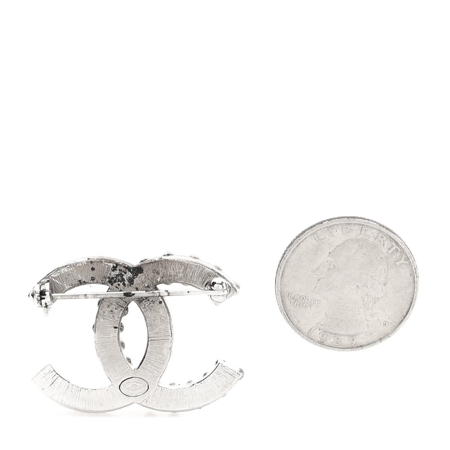 Chanel Crystal CC Brooch Silver 2 of 4