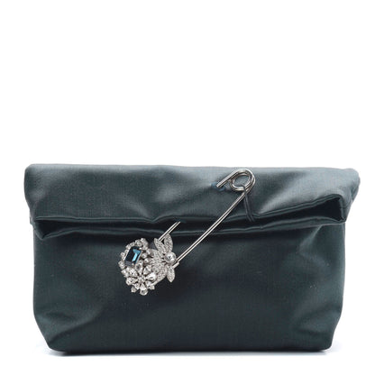 Burberry Satin Small Pin Clutch Green 1 of 8