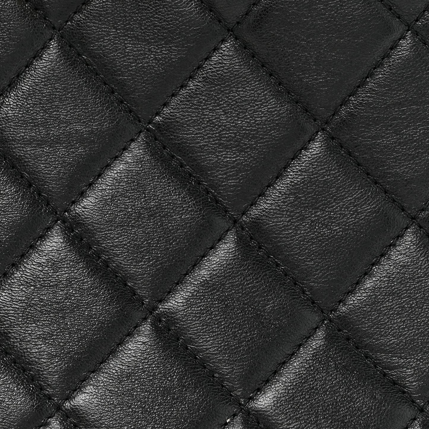 Shiny Lambskin Quilted CC Hobo Black