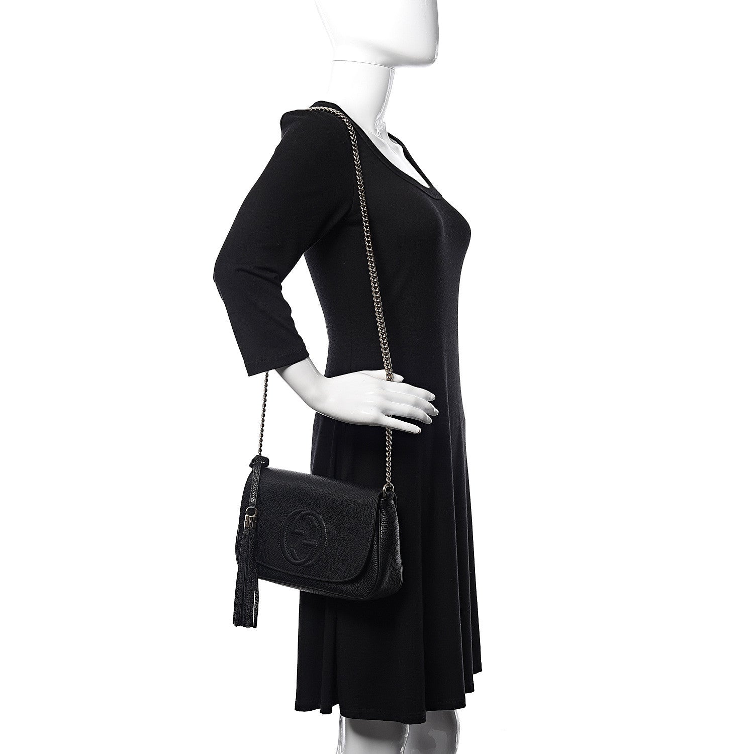 Gucci Pebbled Calfskin Medium Soho Flap Crossbody Black 2 of 9