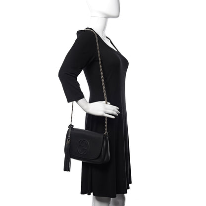 Gucci Pebbled Calfskin Medium Soho Flap Crossbody Black 2 of 9