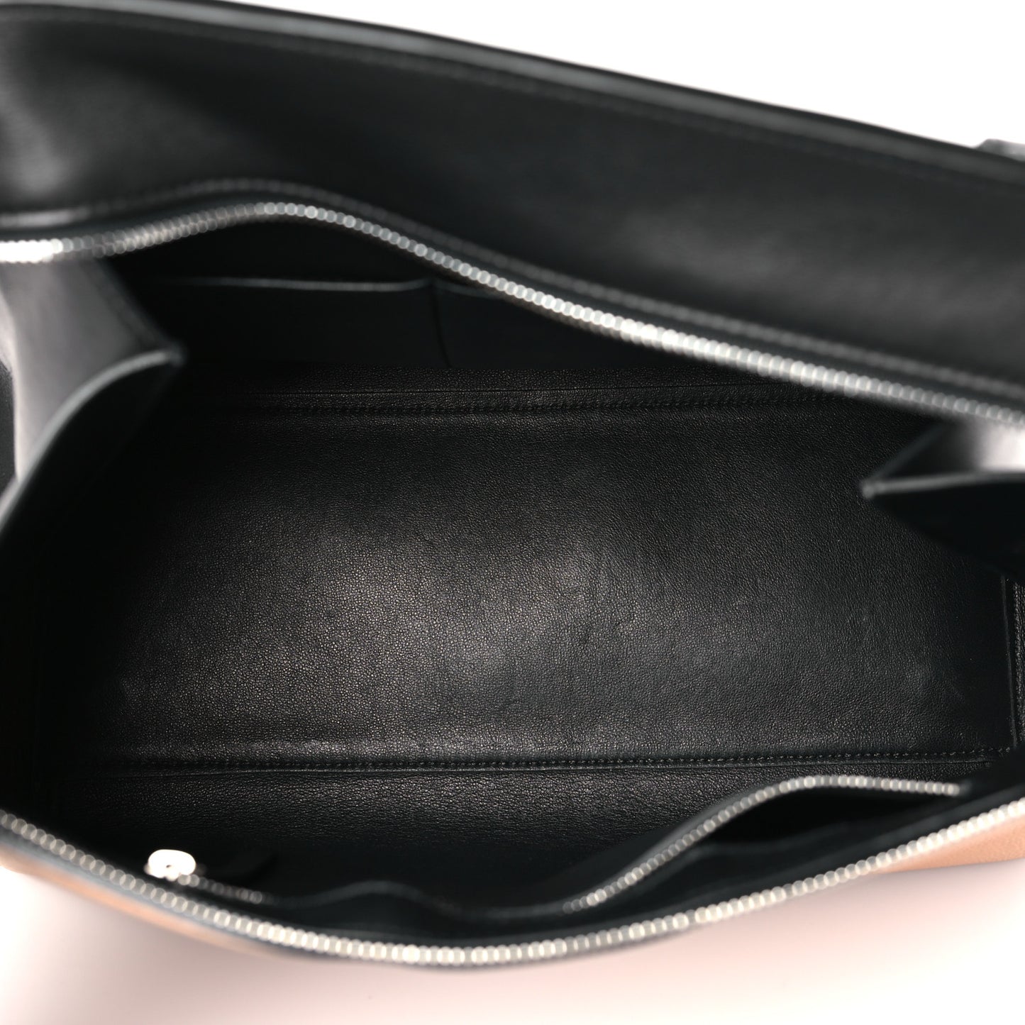 Supple Calfskin Large Bi-Color Edge Shoulder Bag Beige