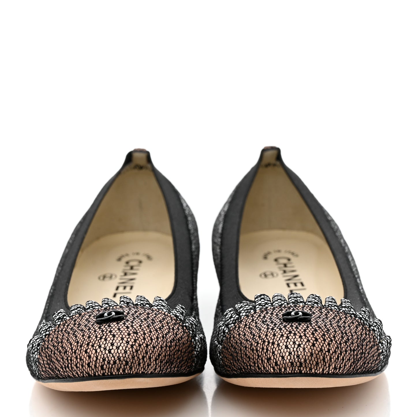 Metallic Lace Cap Toe Ballerina Flats 37 Silver