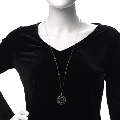 Gucci 18K Yellow Gold Enamel Icon Blooms Necklace Black 2 of 5