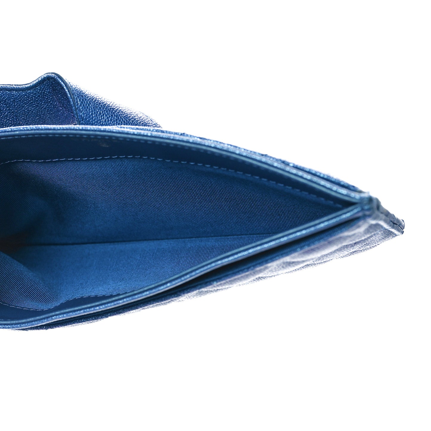 Iridescent Caviar Quilted Classic Strap Pouch Dark Blue