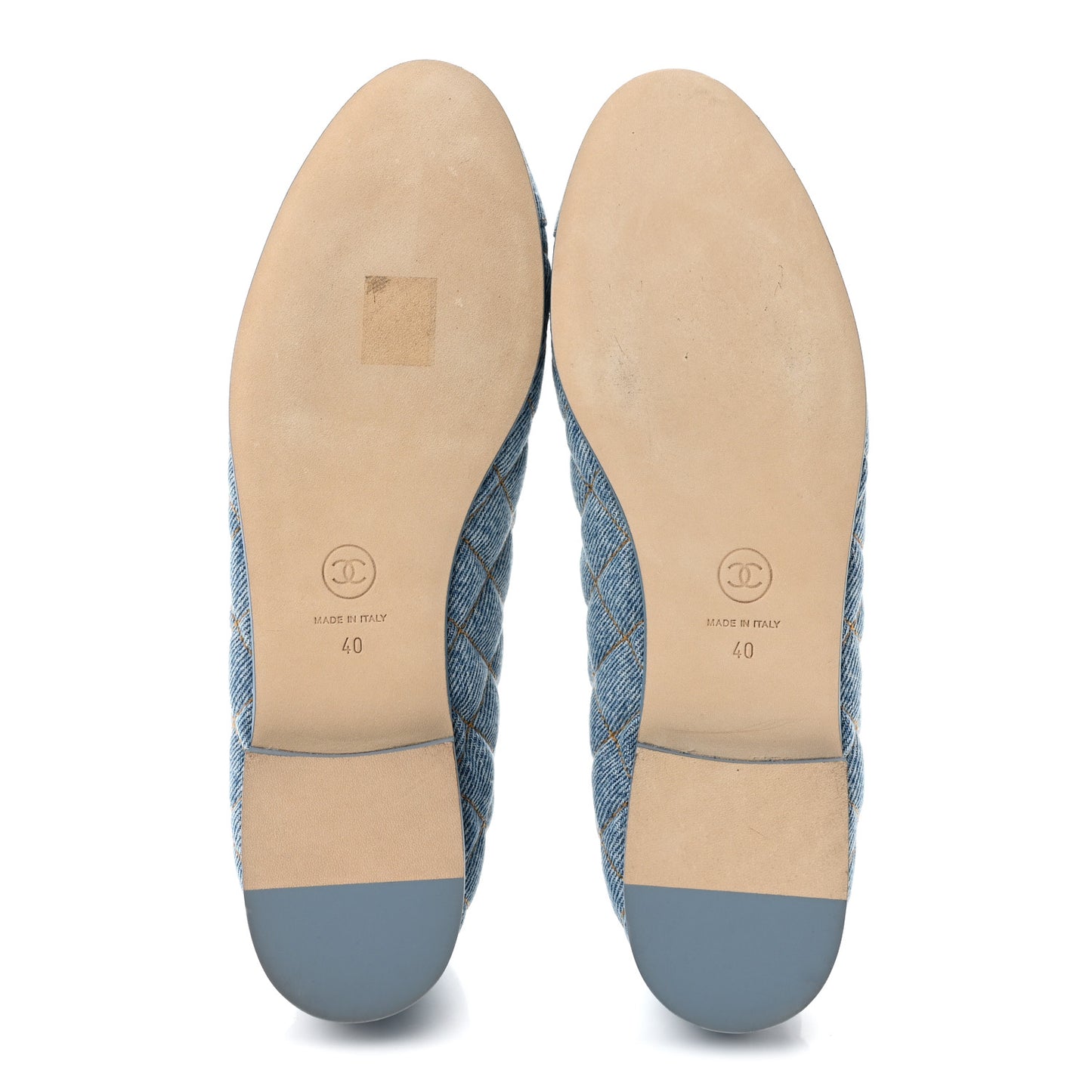 Denim Quilted CC Cap Toe CC Ballerina Flats 40 Light Blue