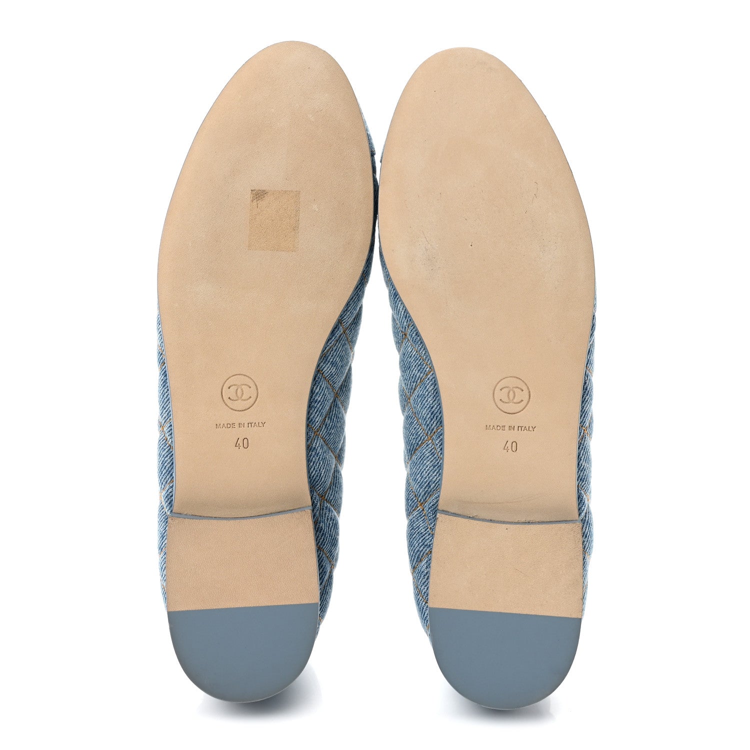 Chanel Denim Quilted CC Cap Toe CC Ballerina Flats 40 Light Blue 6 of 10