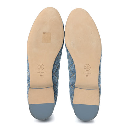 Chanel Denim Quilted CC Cap Toe CC Ballerina Flats 40 Light Blue 6 of 10