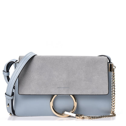 Chloe Suede Calfskin Small Faye Shoulder Bag Fresh Blue 1 of 8