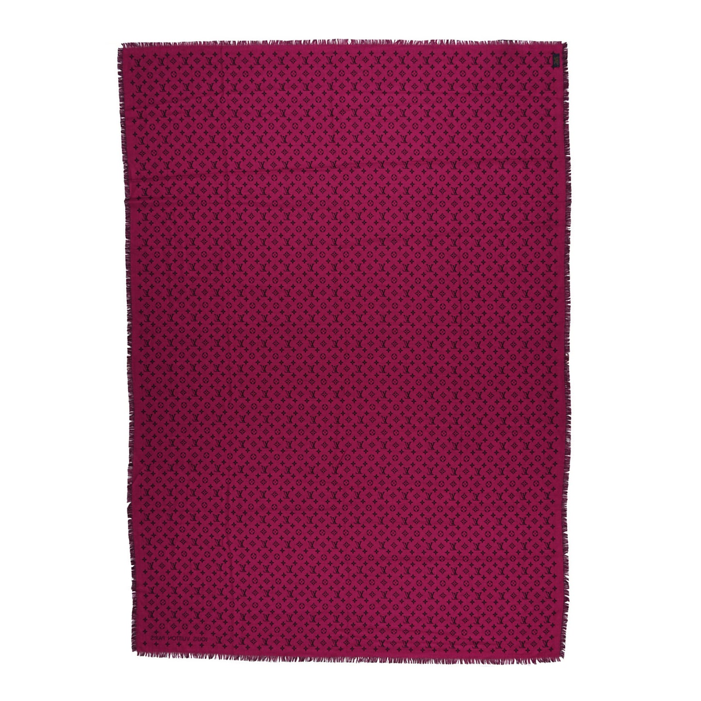 Wool Silk So LV Stole Pink Black