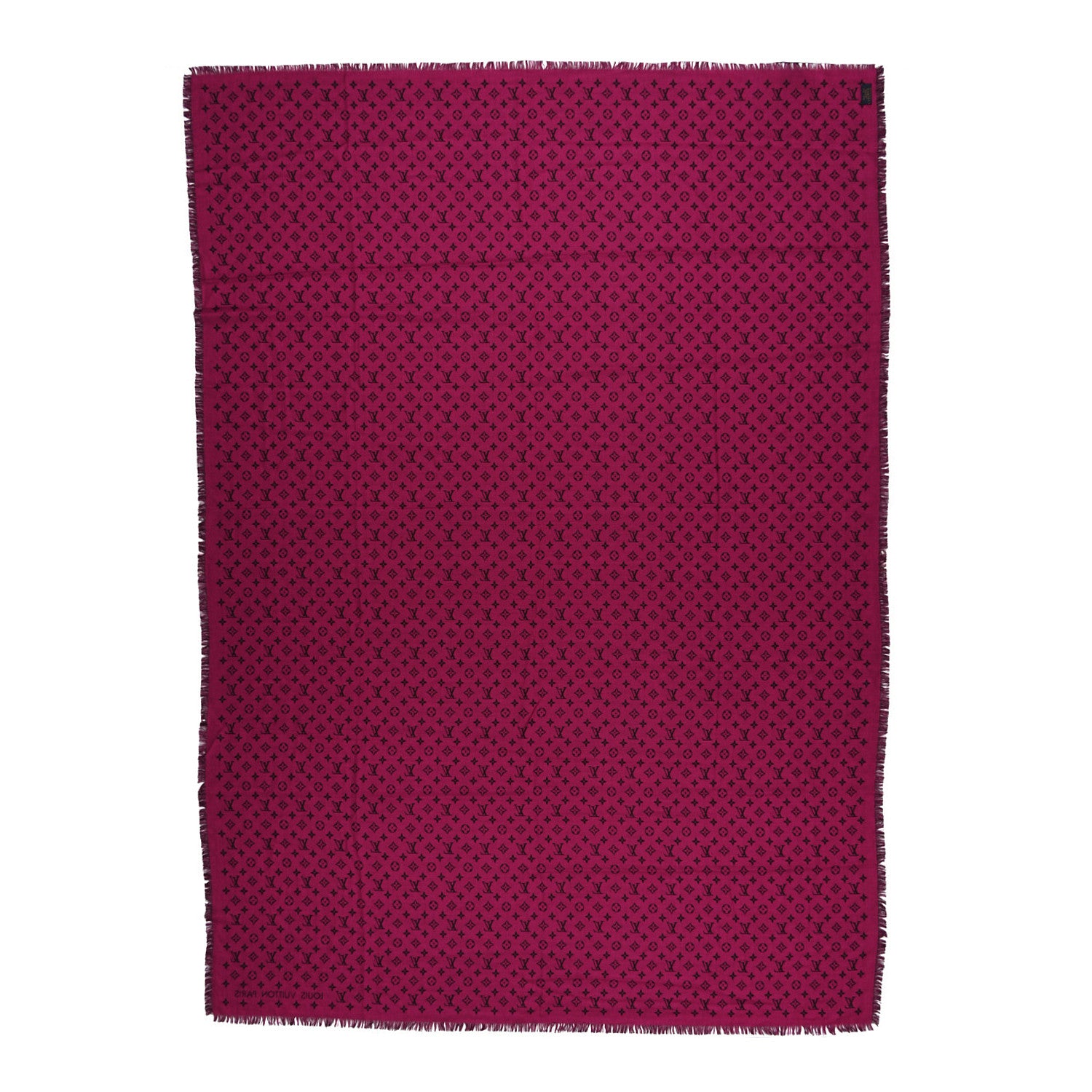 Louis Vuitton Wool Silk So LV Stole Pink Black 2 of 4