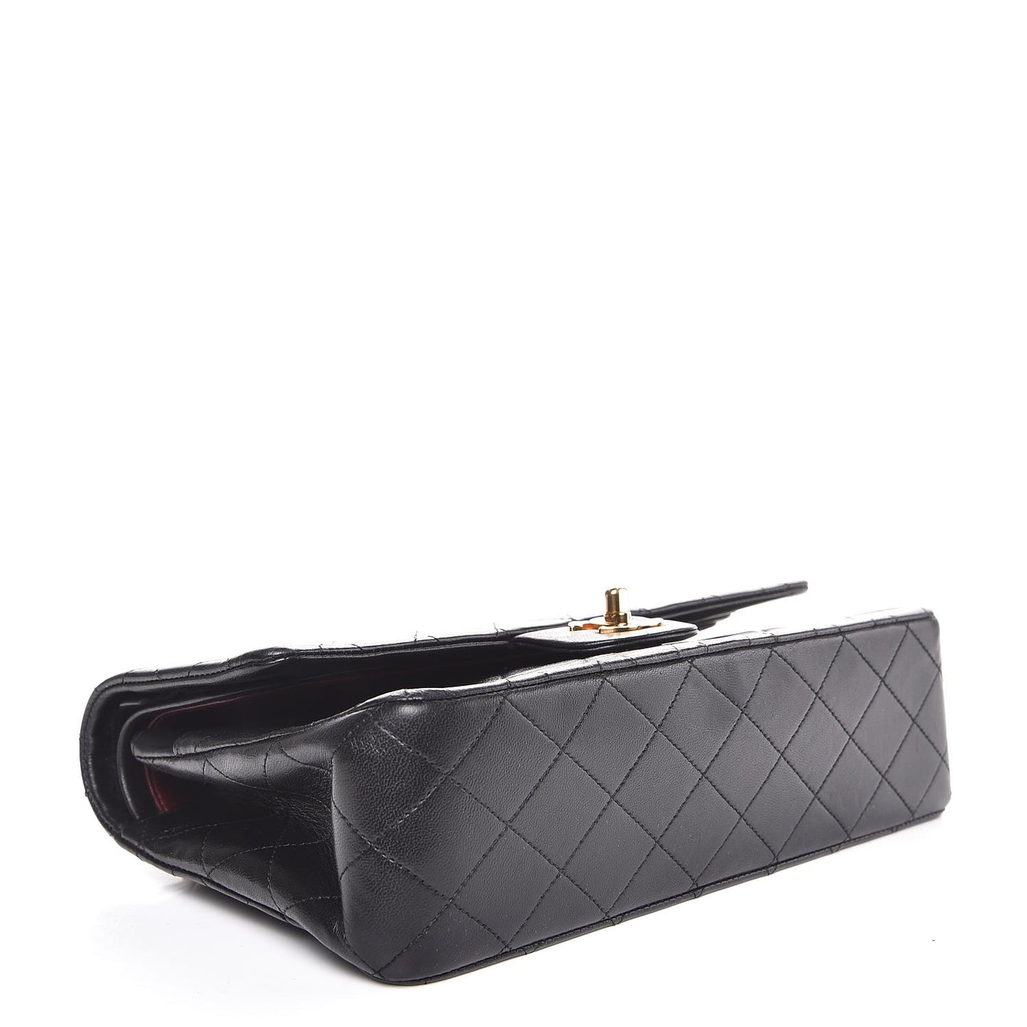 Lambskin Quilted Medium Double Flap Black