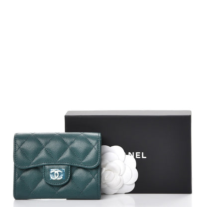 Chanel Caviar Quilted Flap Card Holder Green 9 of 9