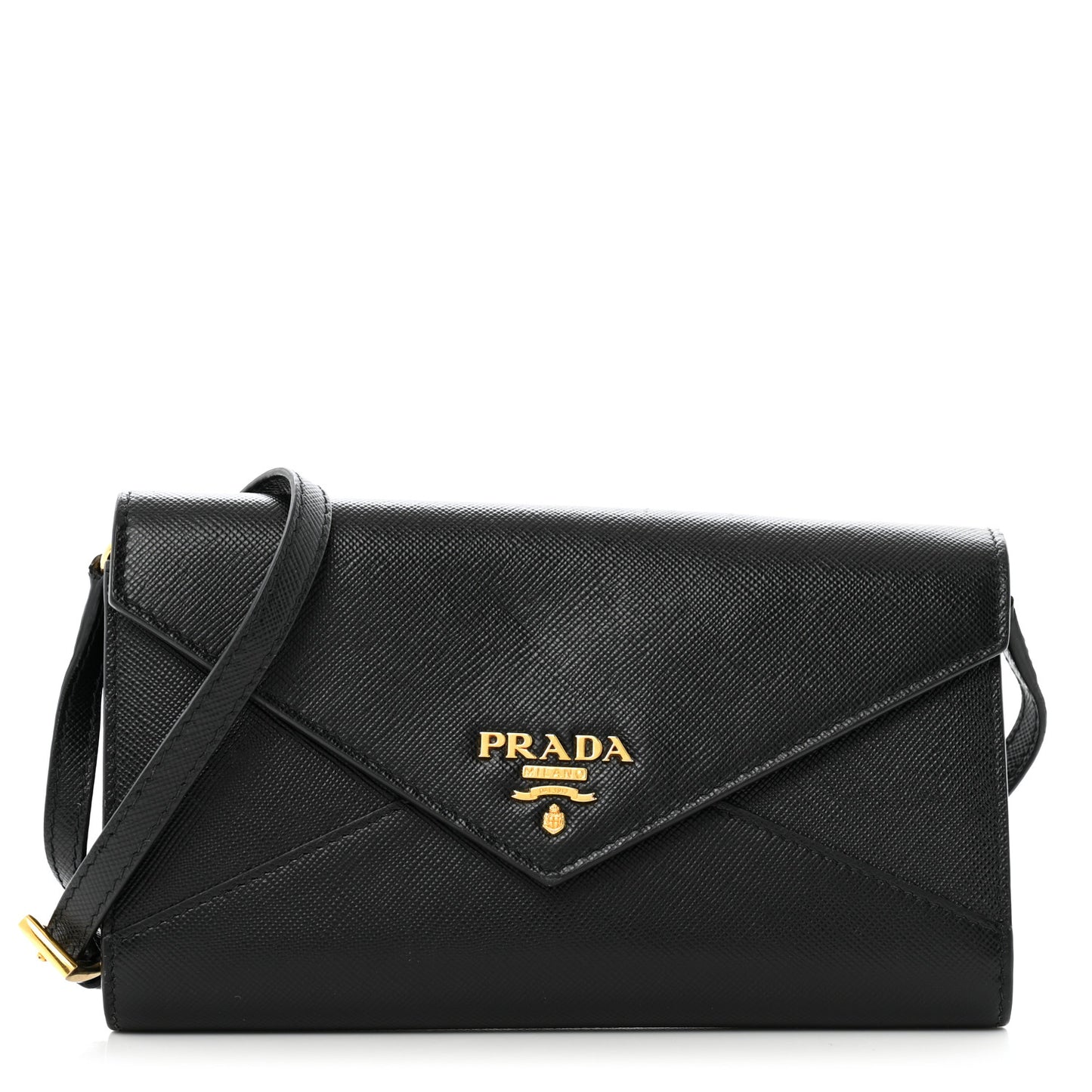 Saffiano Envelope Crossbody Wallet Black