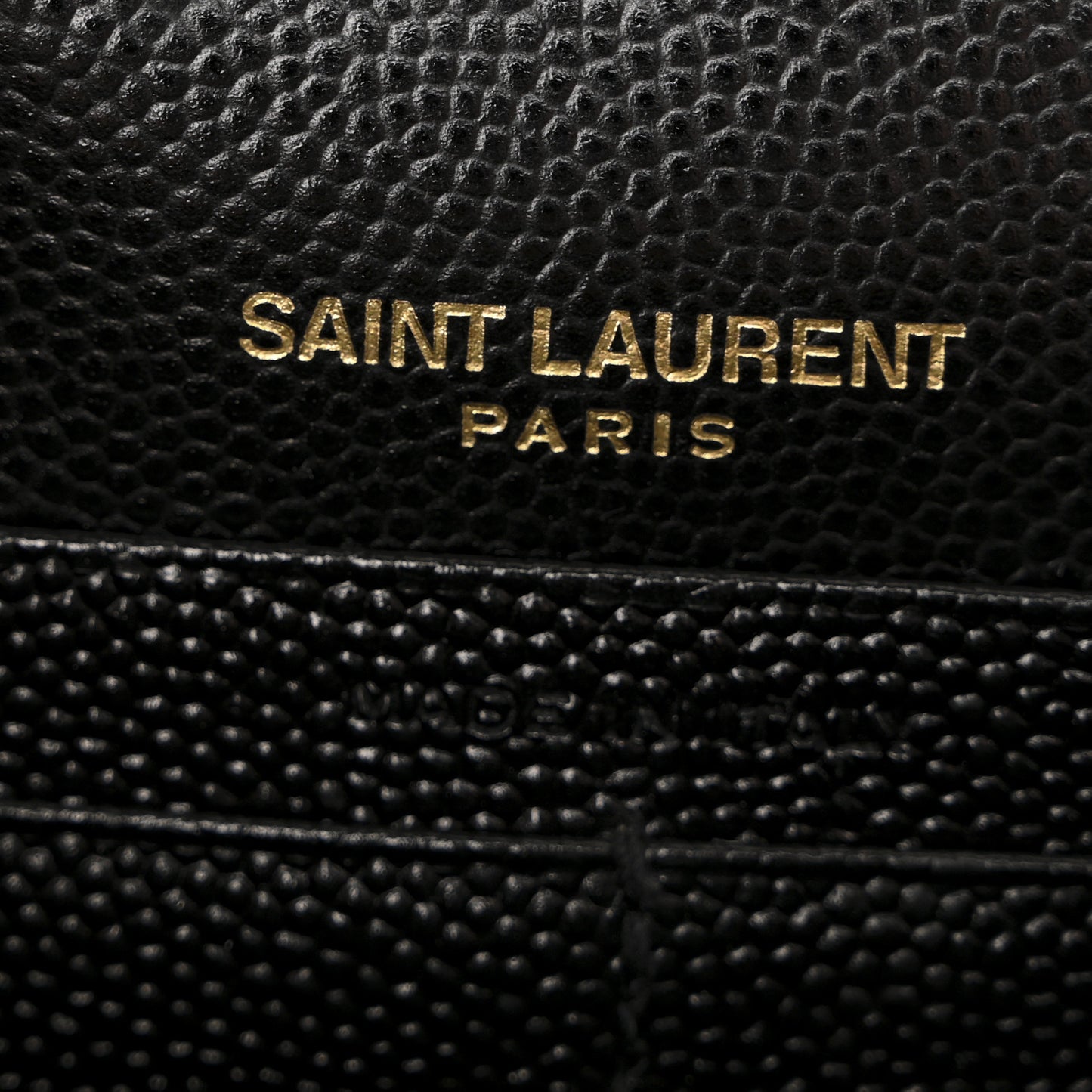 Grain De Poudre Matelasse Chevron Monogram Envelope Chain Wallet Black