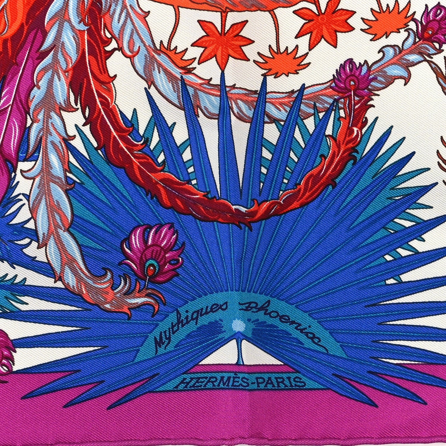 Hermes Silk Mythiques Phoenix Coloriage Scarf 45 Fuchsia 2 of 3