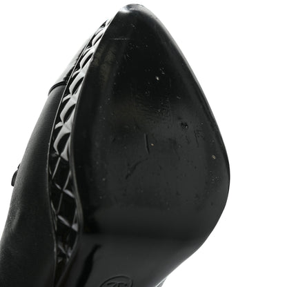 Chanel Lambskin Patent CC Cap Toe Platform Quilted Pumps 38.5 Black 9 of 9