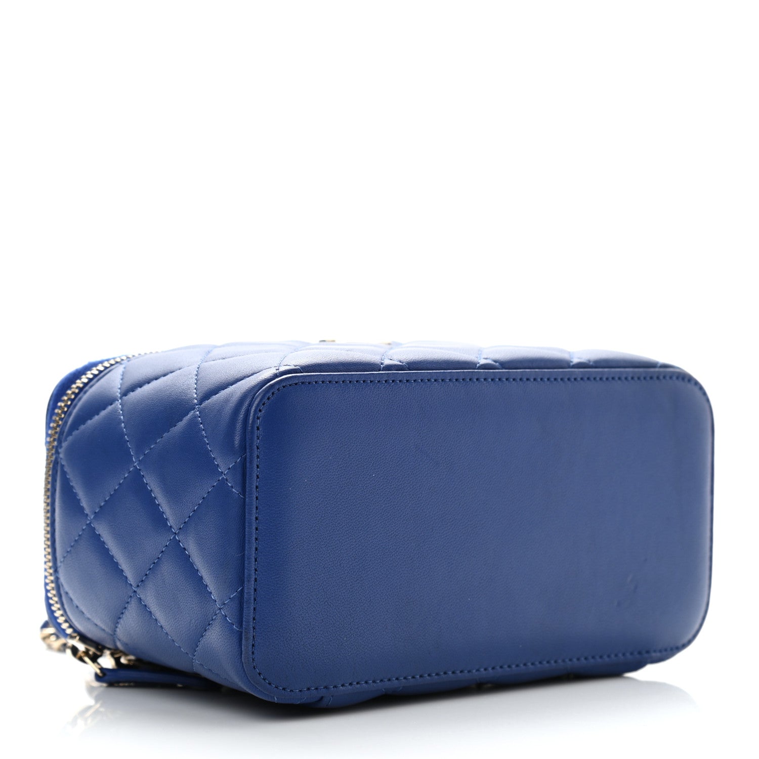 Chanel Lambskin Quilted Small Top Handle Vanity Case With Chain Blue 4 of 11