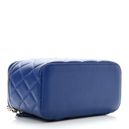 Chanel Lambskin Quilted Small Top Handle Vanity Case With Chain Blue 4 of 11