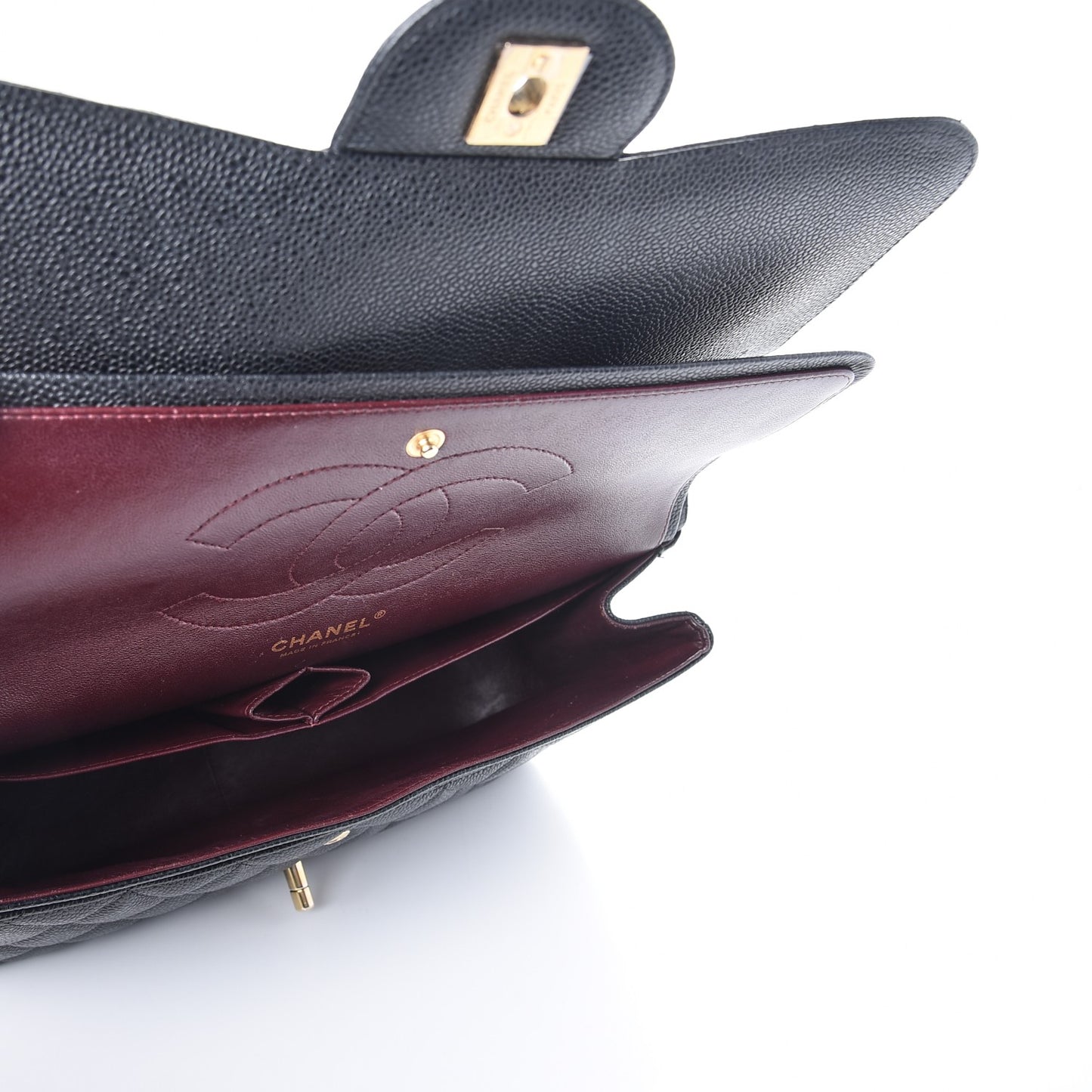 Caviar Quilted Jumbo Double Flap Black